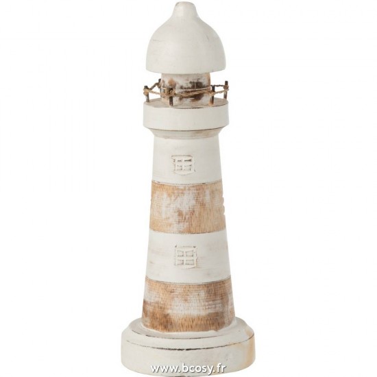 J-Line phares statuettes Jolipa J Line Jline Phare Albasia Bois White Wash Medium