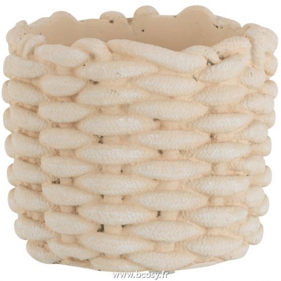 J-Line cachepots de fleur Jolipa Jline Cache Pot Imitation Corde Ciment Beige Small