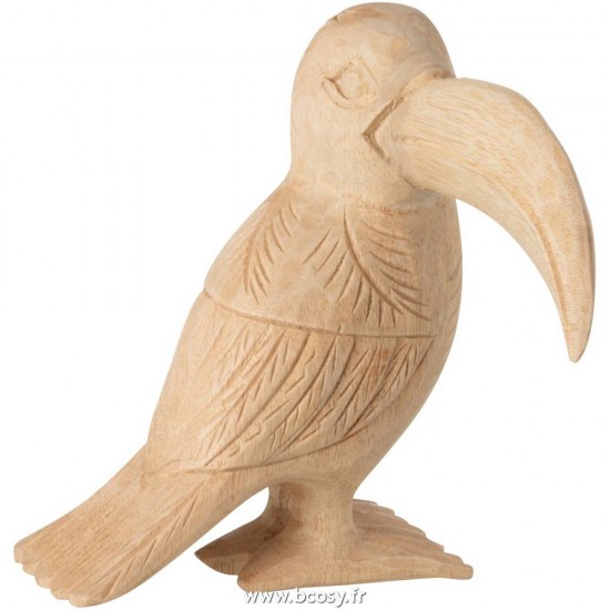 J-Line oiseaux sur pied statuettes Jolipa J Line Jline Toucan Bois Albasia Naturel Small