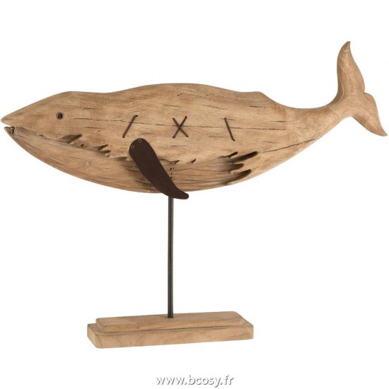 J-Line poissons sur base statuettes Jolipa J Line Jline Baleine Paulownia Naturel Extra Large