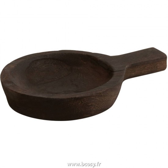 J-Line plats Jolipa J Line Jline Plat Rond Anse Bois De Paulownia Marron Fonce Small