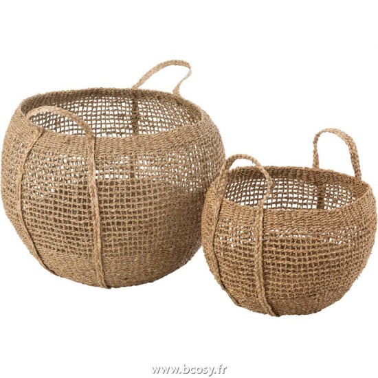 J-Line paniers de rangement Jolipa J Line Jline Set De 2 Panier Tosai Zostere Naturel