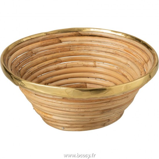 J-Line plats Jolipa J Line Jline Panier Or Bord Rotin Naturel