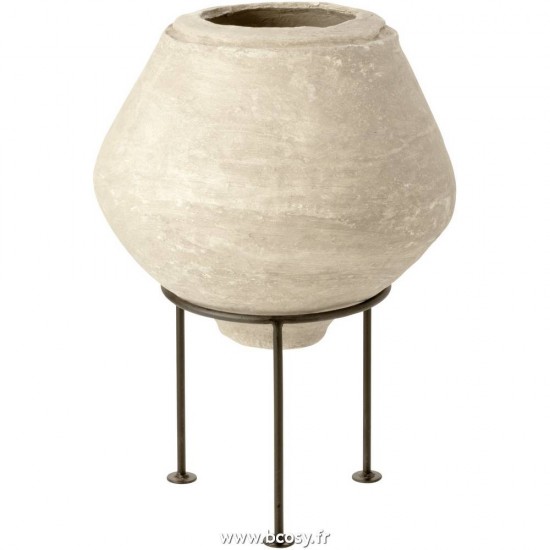 J-Line Jolipa J Line Jline Pot Sur Pied Chad Papier Mache Blanc