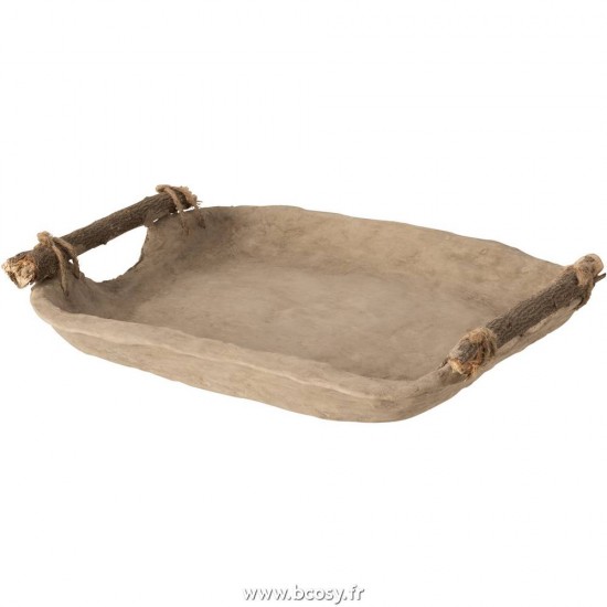 J-Line Jolipa J Line Jline Plateau Chad Papier Mache Marron