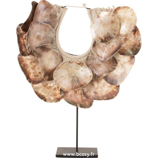 J-Line chaînes de plumes sur pied Jolipa J Line Jline Collier Pied Lisa Decoratif Coquillages Mauve