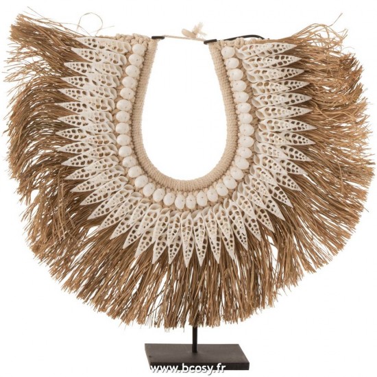 J-Line chaînes de plumes sur pied Jolipa J Line Jline Collier Pied Dora Coquillages Zostere Blanc Large