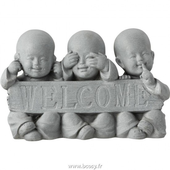 J-Line rien vu rien entendu rien dit statuettes Jolipa J Line Jline Moine Welcome Resine Gris