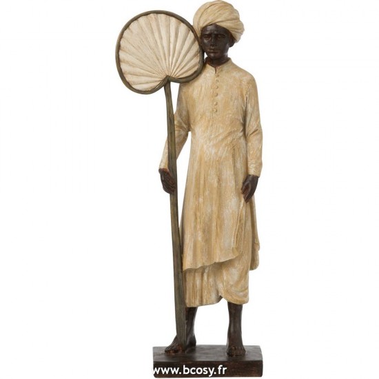 J-Line Figurines personnalités ethniques Jolipa J Line Jline Personnage Indien Debout Resine Beige Marron