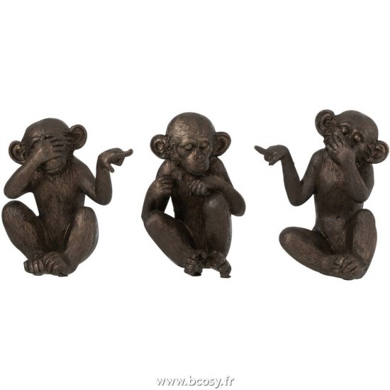J-Line singes statuettes Jolipa J Line Jline Singe Entendre Voir Se Taire Resine Marron Small Assortiment De 3