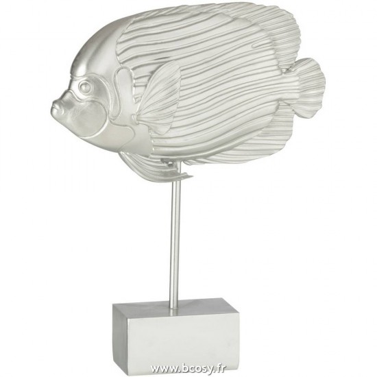 J-Line poissons sur base statuettes Jolipa J Line Jline Poisson Tropical Pied Resine Argent
