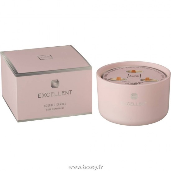 J-Line bougies parfumées Jolipa J Line Jline Bougie Parfumee Excellent Verre Rose Large 40H