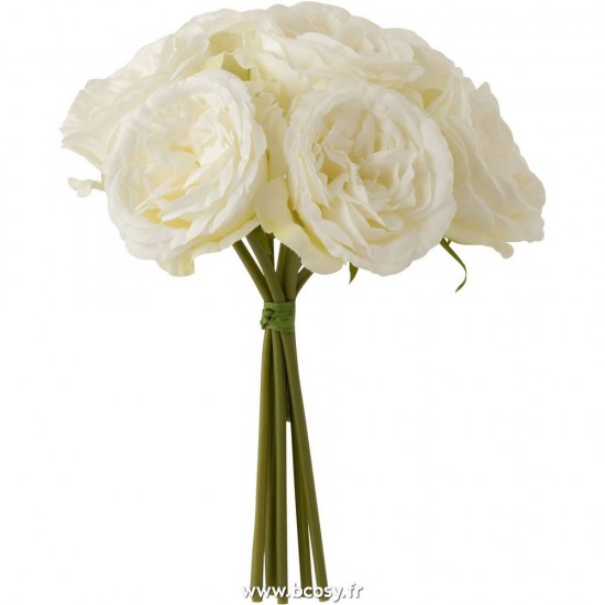 J-Line bouquets de fleurs Jolipa J Line Jline Bouquet Rose 7 Parties Plastique Blanc