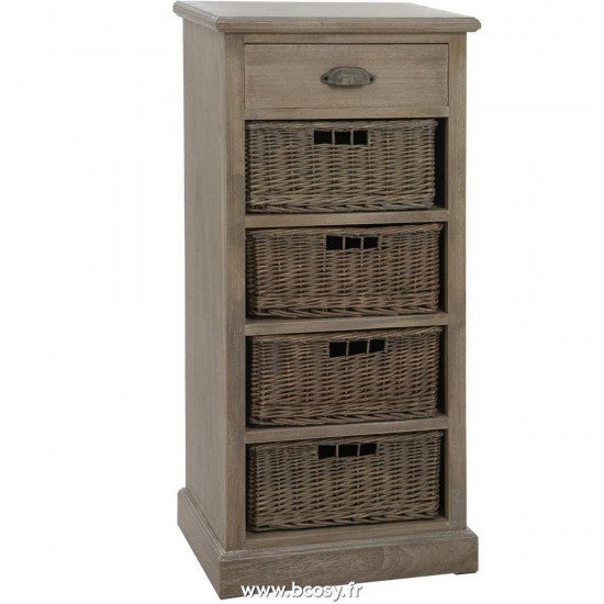 J Line Armoire 4Pan+Tiroir Bs Grey W Jline 13421 by Jolipa 13421