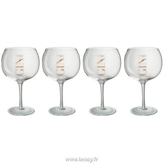 J-Line verre a gin tonic Jolipa J Line Jline Boite Cadeau 4 Verres A Gin Verre Transparent Or