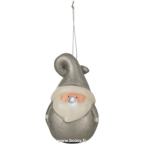 J Line Suspension Pere Noel Nez Brillant Resine Argent Small L8xB7xH13 cm Jline 15000 by Jolipa 15000