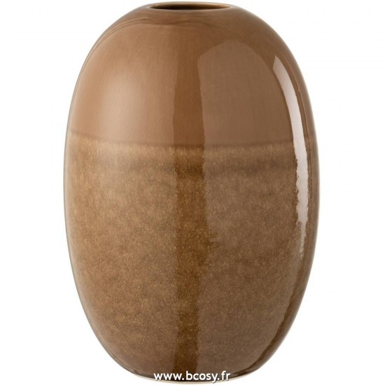 J Line Vase Barbara Ceramique Marron Large L21xB21xH31 cm Jline 15077 by Jolipa 15077