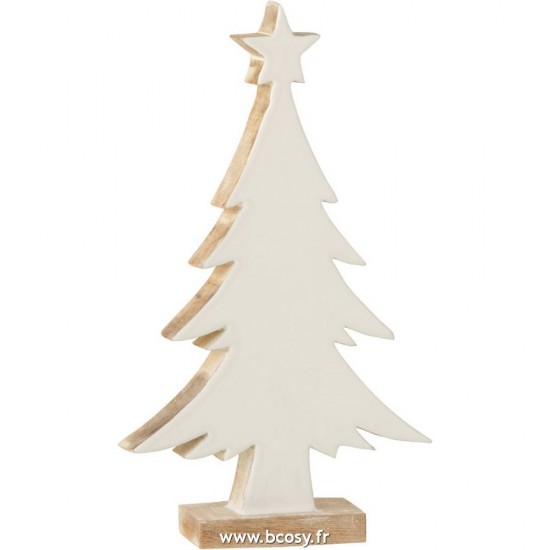 J Line Sapin De Noel Bois De Manguier Blanc Blanc Wash Large L31xB18xH5 cm Jline 15905 by Jolipa 15905