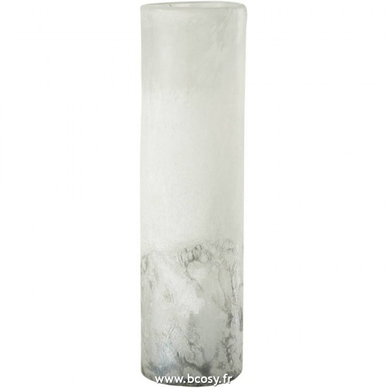 J Line Vase Scavo Cylindrique Verre Gris Large L12xB12xH40 cm Jline 16378 by Jolipa 16378
