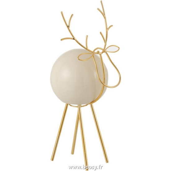 J Line Renne Moderne Ceramique Blanc Or Large L16xB12xH30 cm Jline 16610 by Jolipa 16610