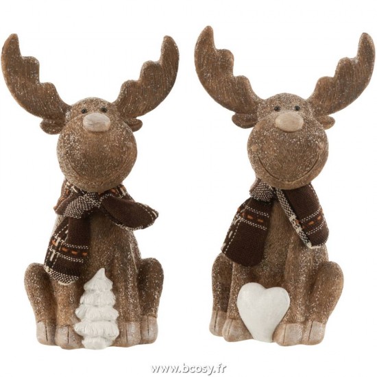 J Line Renne Echarpe Resine Marron Large L15xB12xH26 cm Jline 16964 by Jolipa 16964 Assortiment de 2 pcs