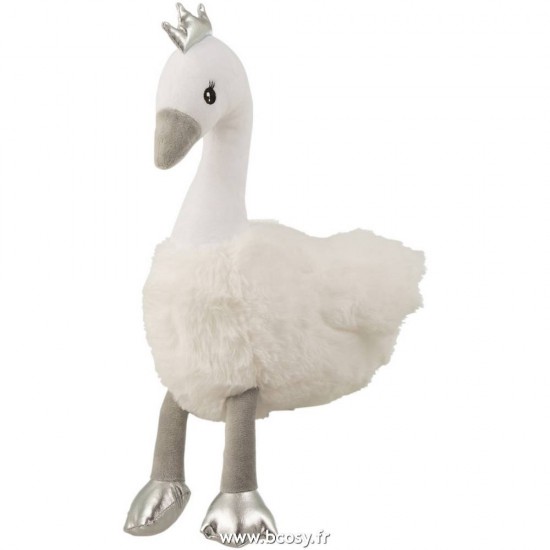 J Line Cygne Peluche Blanc Gris Argent Large L26xB18xH42 cm Jline 17054 by Jolipa 17054