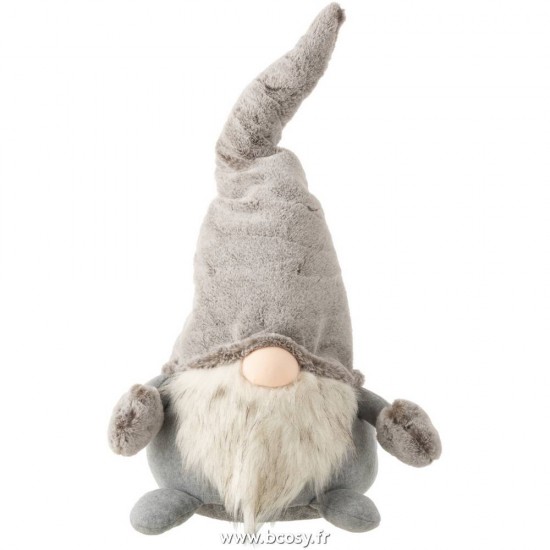 J Line Pere Noel Debout Peluche Gris Blanc Large L48xB29xH80 cm Jline 17144 by Jolipa 17144