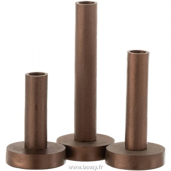 J Line Set De 3 Chandelier Bas Moderne Metal Mat Marron Fonce L7xB7xH22 cm Jline 17252 by Jolipa 17252