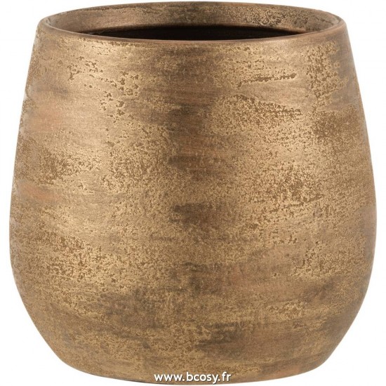 J Line Cachepot Irregulier Rugueux Ceramique Or Large L24xB24xH22 cm Jline 17860 by Jolipa 17860