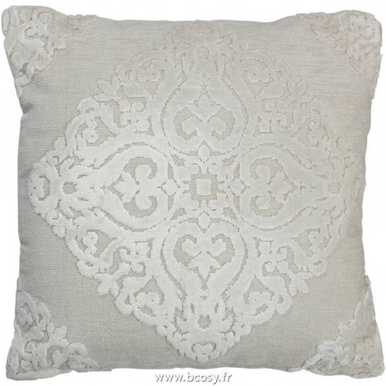 J Line Coussin Vende Polyester Blanc L45xB45xH4 cm Jline 18011 by Jolipa 18011