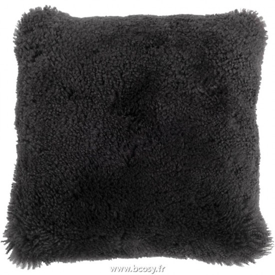 J Line Coussin Carre Peau De Mouton Gris Fonce L40xB40xH4 cm Jline 18037 by Jolipa 18037