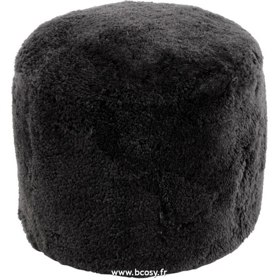 J Line Pouf Rond Peau De Mouton Gris Fonce L45xB45xH40 cm Jline 18039 by Jolipa 18039
