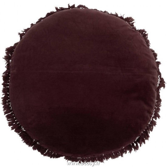 J Line Coussin Rond Velours Coton Lin Mauve L50xB50xH15 cm Jline 18043 by Jolipa 18043