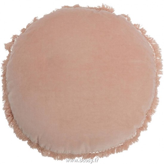 J Line Coussin Rond Velours Coton Lin Saumon L50xB50xH15 cm Jline 18048 by Jolipa 18048