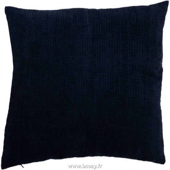 J Line Coussin Nervure Carre Velours Bleu L45xB45xH10 cm Jline 18067 by Jolipa 18067