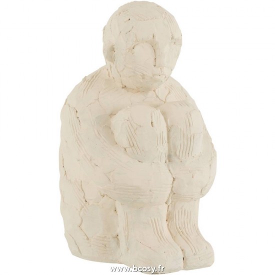 J Line Personnage Assis Ciment Blanc Large L17xB14xH25 cm Jline 18105 by Jolipa 18105