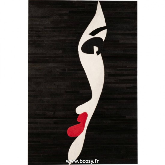 J Line Cadre Femme Cuir Noir Blanc Rouge L80xH120 cm Jline 18264 by Jolipa 18264