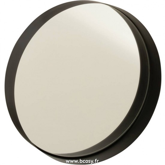 J Line Miroir Rond Bord Metal Noir Small L30xB30xH5 cm Jline 18573 by Jolipa 18573