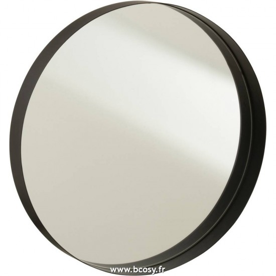 J Line Miroir Rond Bord Metal Noir Medium L40xB40xH5 cm Jline 18574 by Jolipa 18574