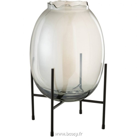 J Line Vase + Pied Bord Irregulier Gris Bleu Noir Large L26xB26xH41 cm Jline 18626 by Jolipa 18626