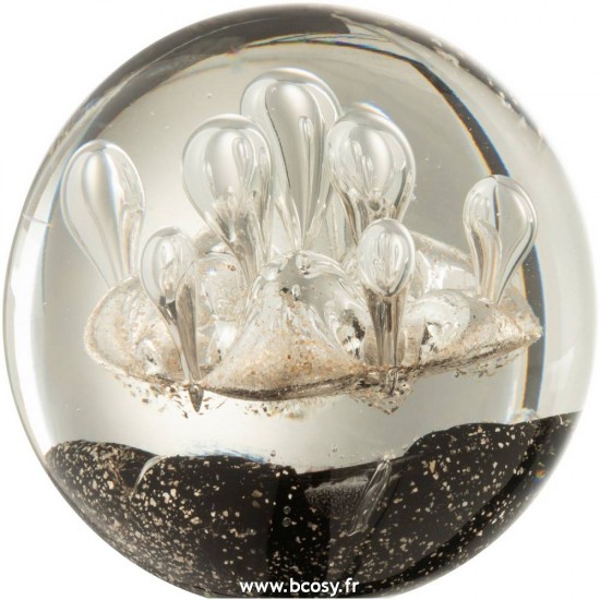 J Line Presse Papier Feu D'Artifice Or Noir Verre Large L12xB12xH12 cm Jline 18664 by Jolipa 18664