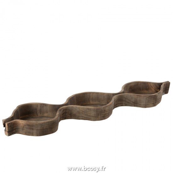 J Line Plat decoratif 3 Compartiments Bois Naturel L87xB21xH6 cm Jline 20120 by Jolipa 20120