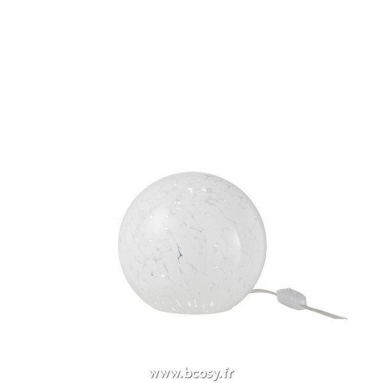 J Line Lampe Dany Taches Rond Verre Blanc Small L19xB19xH19 cm Jline 20630 by Jolipa 20630