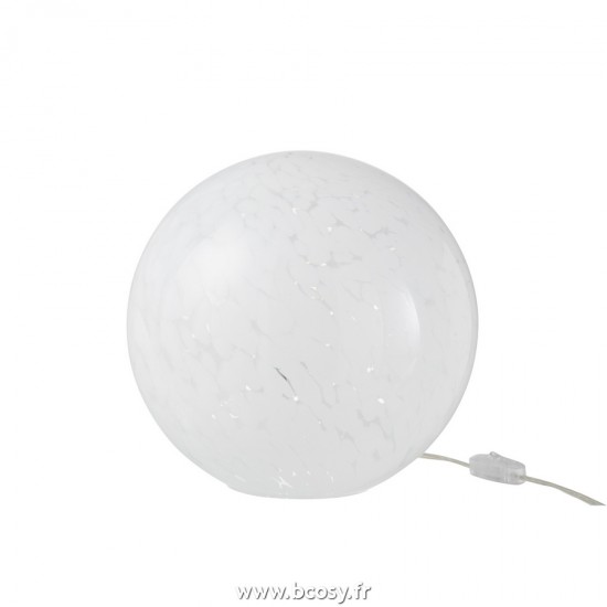J Line Lampe Dany Taches Rond Verre Blanc Large L29xB29xH28 cm Jline 20631 by Jolipa 20631