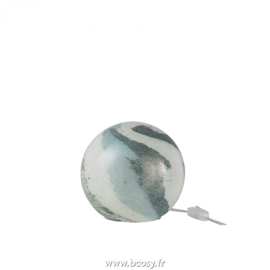 J Line Lampe Dany Lignes Rond Verre Bleu Vert Small L19xB19xH19 cm Jline 20668 by Jolipa 20668
