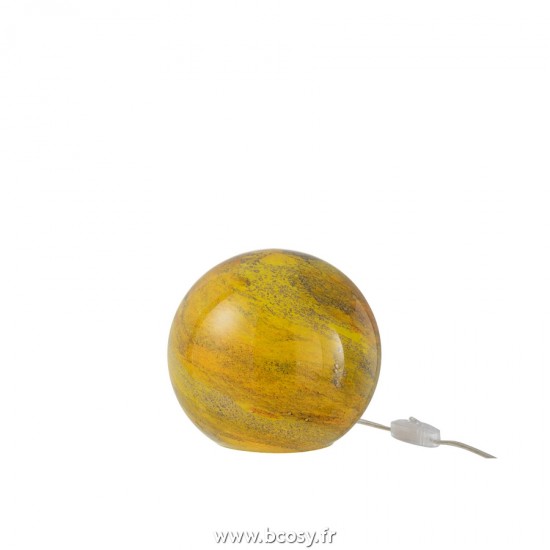J Line Lampe Dany Lignes Rond Verre Jaune Small L20xB20xH18 cm Jline 20678 by Jolipa 20678
