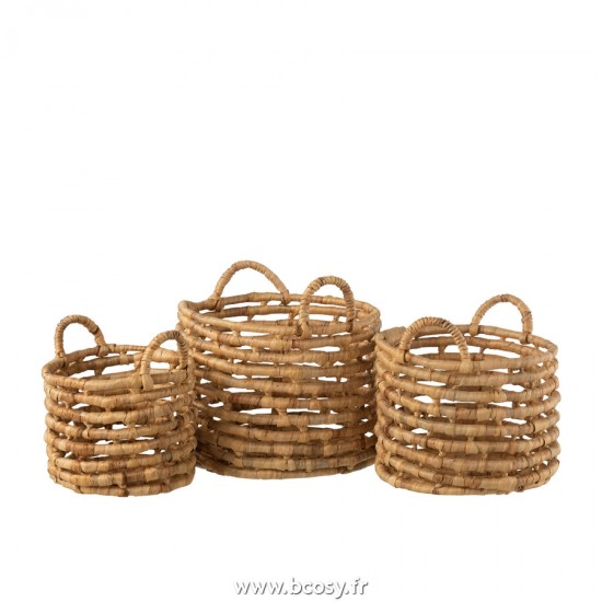J Line Set de 3 Paniers Ouverts Ronds Jacinthe D'Eau Naturel L36xB36xH38 cm Jline 20833 by Jolipa 20833