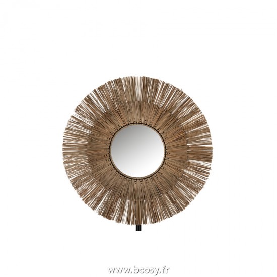 J Line Miroir Mendi Rond Herbes Naturel Medium L90xB4xH90 cm Jline 20910 by Jolipa 20910