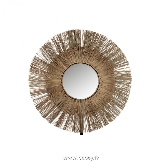J Line Miroir Mendi Rond Herbes Naturel Large L110xB4xH110 cm Jline 20911 by Jolipa 20911