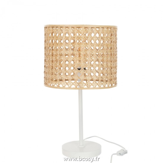 J Line Lampe Roma Bambou Metal Naturel Blanc L30xB30xH51 cm Jline 20972 by Jolipa 20972